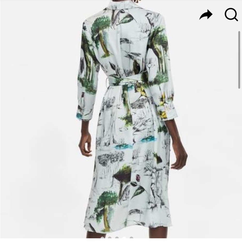 Zara Vintage Woodland Creature Satin Shirt Dress - Picture 5 of 11